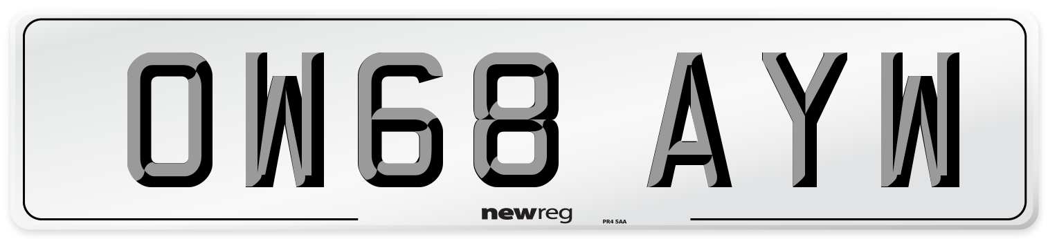 OW68 AYW Number Plate from New Reg
